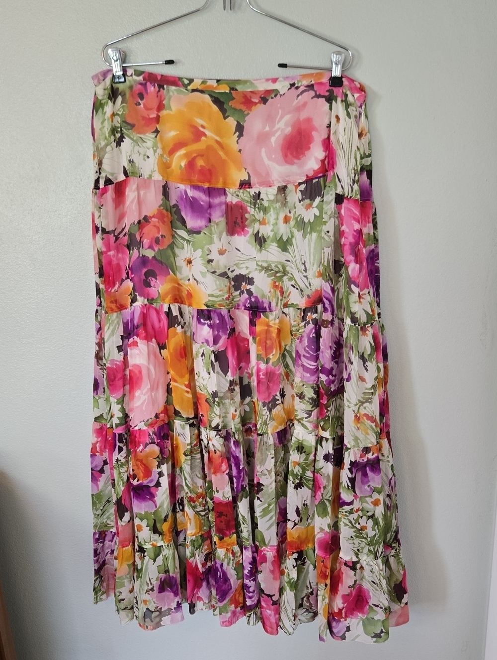 Jones New York | Bright Floral Tiered Maxi Skirt Size 18W